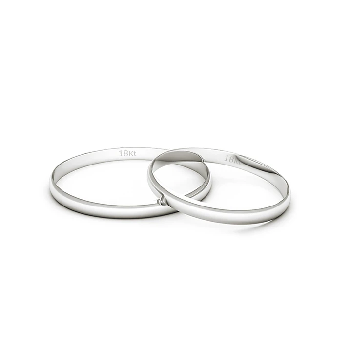 Par de Argollas Ilusion de Oro 18kt Modelo Ingles de 2,0mm Oro Blanco 2