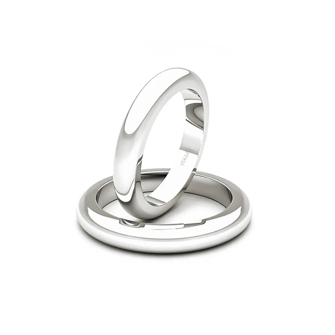 Par de Argollas de Platino 950 Modelo Ingles de 3,0mm Platino 1