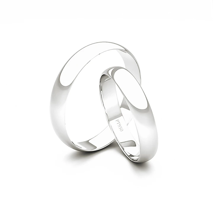 Par de Argollas de Platino 950 Modelo Ingles de 3,0mm Platino 3