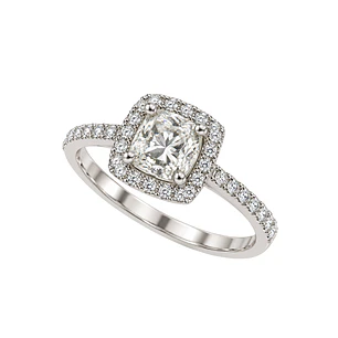 Anillo Compromiso Oro Blanco 18kt Diamante 52 Puntos en Cuadro Diamante 17 Puntos