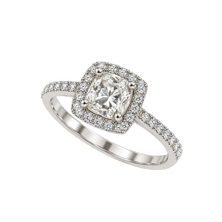 Anillo Compromiso Oro Blanco 18kt Diamante 52 Puntos en Cuadro Diamante 17 Puntos 1