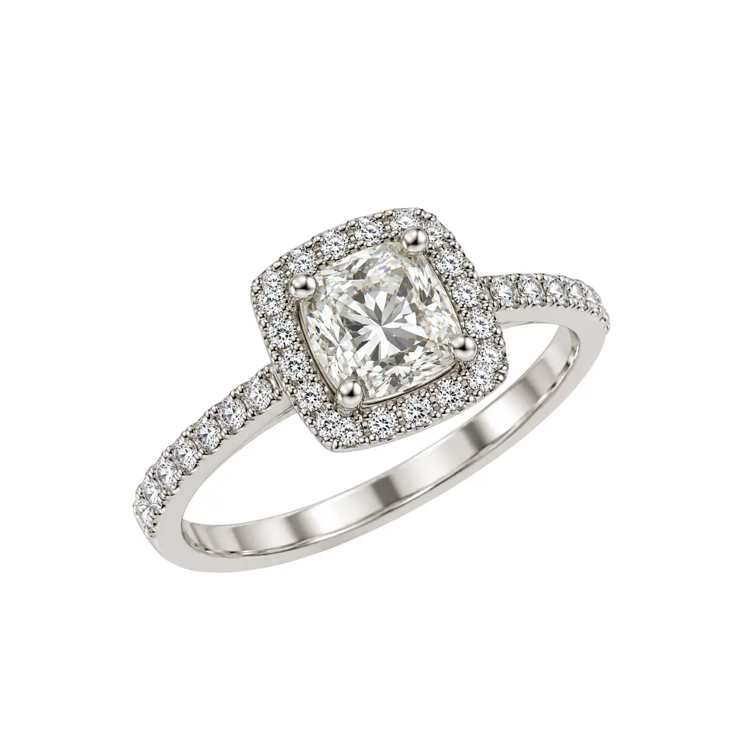 Anillo Compromiso Oro Blanco 18kt Diamante 52 Puntos en Cuadro Diamante 17 Puntos 2