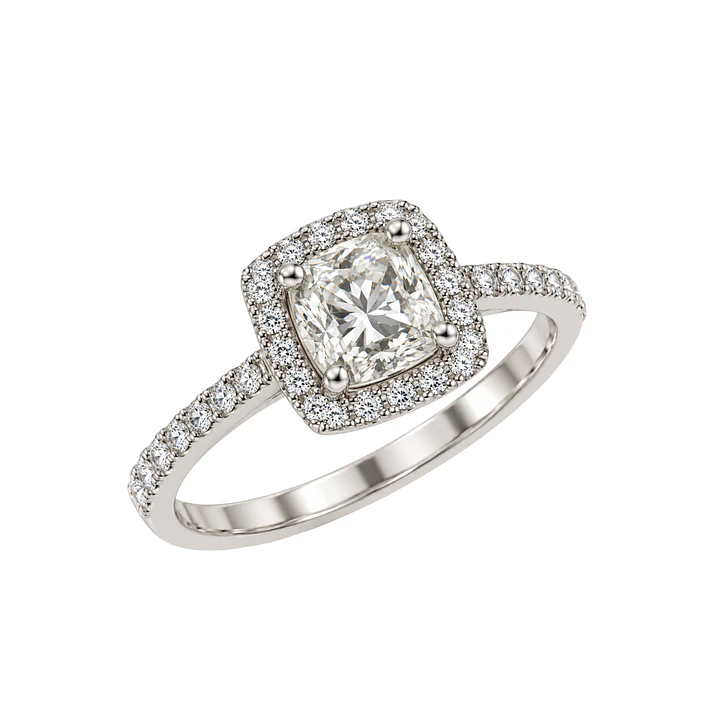 Anillo Compromiso Oro Blanco 18kt Diamante 52 Puntos en Cuadro Diamante 17 Puntos 2