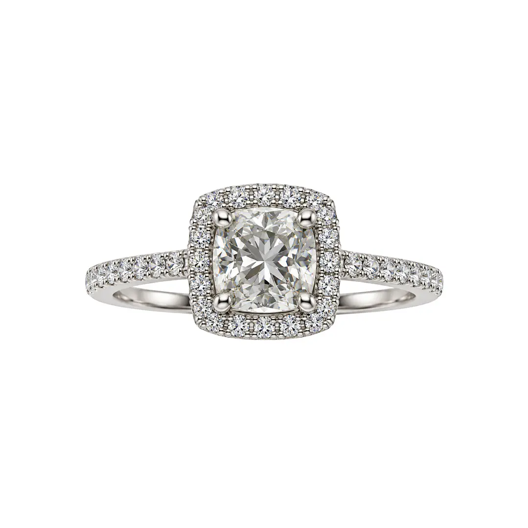 Anillo Compromiso Oro Blanco 18kt Diamante 52 Puntos en Cuadro Diamante 17 Puntos 3