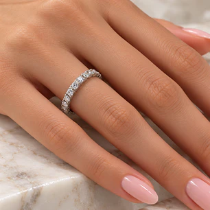 Anillo Oro Blanco 18kt Diamantes 57 Puntos Cadena Extendible