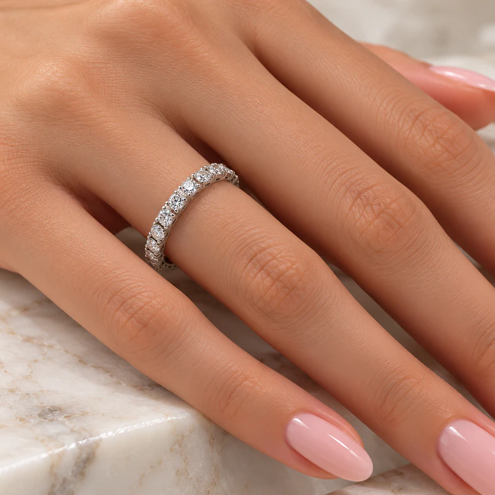 Anillo Oro Blanco 18kt Diamantes 57 Puntos Cadena Extendible 4