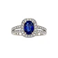 Anillo Compromiso Oro Blanco 18kt Diamantes Doble Riel 57 Puntos Zafiro Enmarcado 1,37 Quilates - Miniatura 3