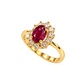 Anillo Compromiso Oro Amarillo 18kt Diamante 35 Puntos Rubi Central 1,04 Quilates - Miniatura 1