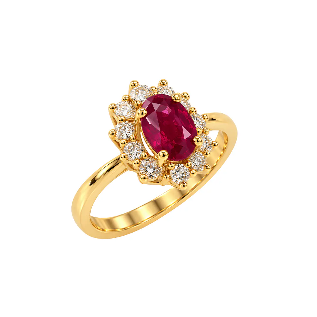 Anillo Compromiso Oro Amarillo 18kt Diamante 35 Puntos Rubi Central 1,04 Quilates 2