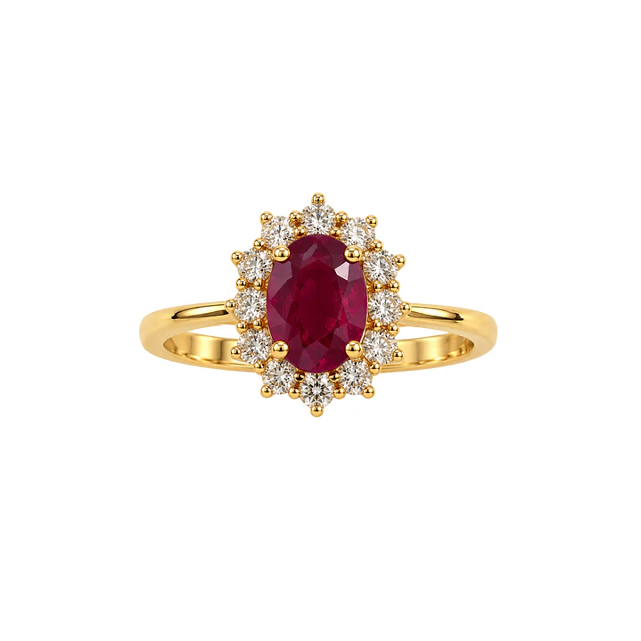 Anillo Compromiso Oro Amarillo 18kt Diamante 35 Puntos Rubi Central 1,04 Quilates 3