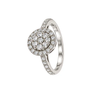 Anillo Compromiso Oro Blanco 18kt Flor Real Diamantes 79 Puntos