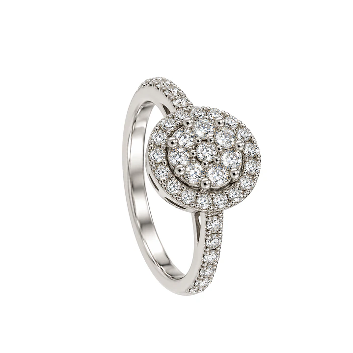 Anillo Compromiso Oro Blanco 18kt Flor Real Diamantes 79 Puntos 2