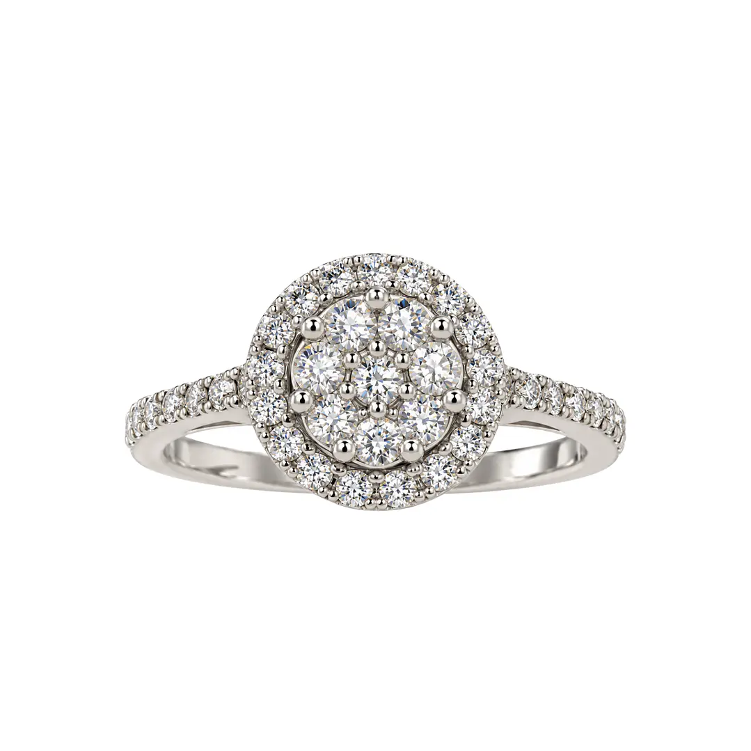 Anillo Compromiso Oro Blanco 18kt Flor Real Diamantes 79 Puntos 3