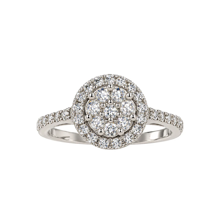 Anillo Compromiso Oro Blanco 18kt Flor Real Diamantes 79 Puntos 3