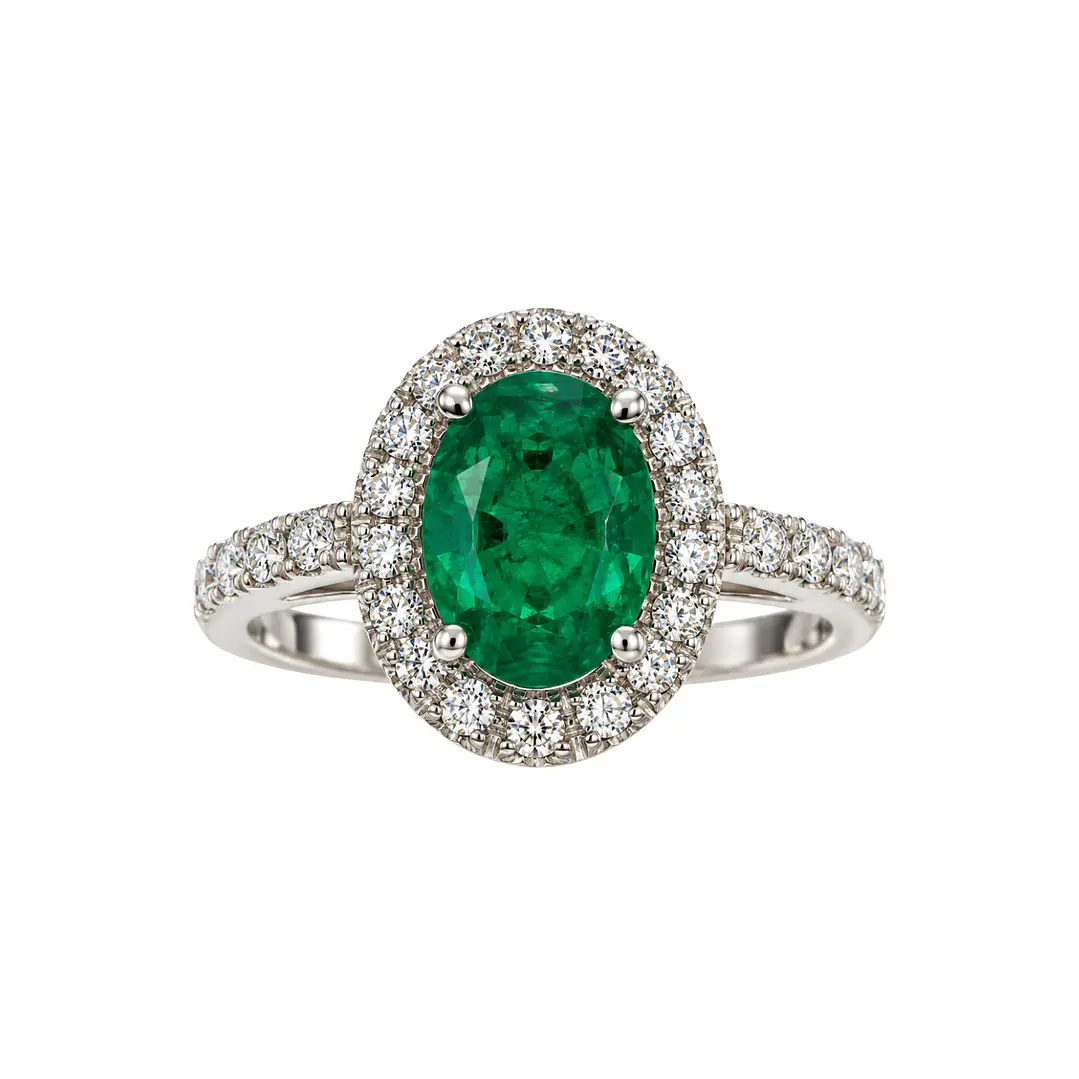 Anillo Compromiso Oro Blanco 18kt Broche Diamantes 83 Puntos Esmeralda Central 1,78 Quilates 3