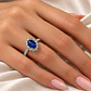 Anillo Compromiso Oro Blanco 18kt 60 Puntos Diamantes 1,29 Quilates Zafiro Radiante - Miniatura 4