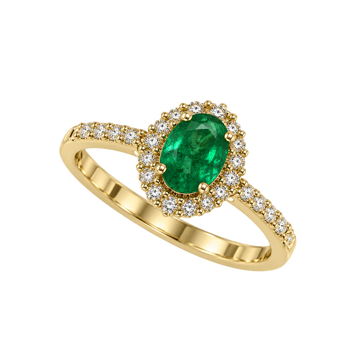 Anillo Compromiso Oro Amarillo 18kt Diamante Medio Cintillo 28 Puntos Esmeralda Radiante 66 Puntos 2