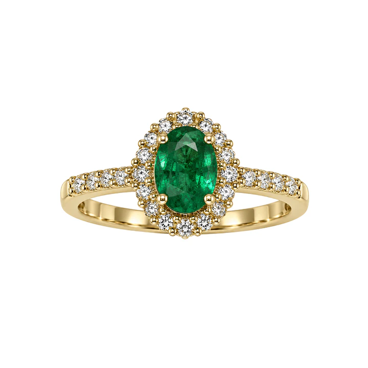 Anillo Compromiso Oro Amarillo 18kt Diamante Medio Cintillo 28 Puntos Esmeralda Radiante 66 Puntos 3