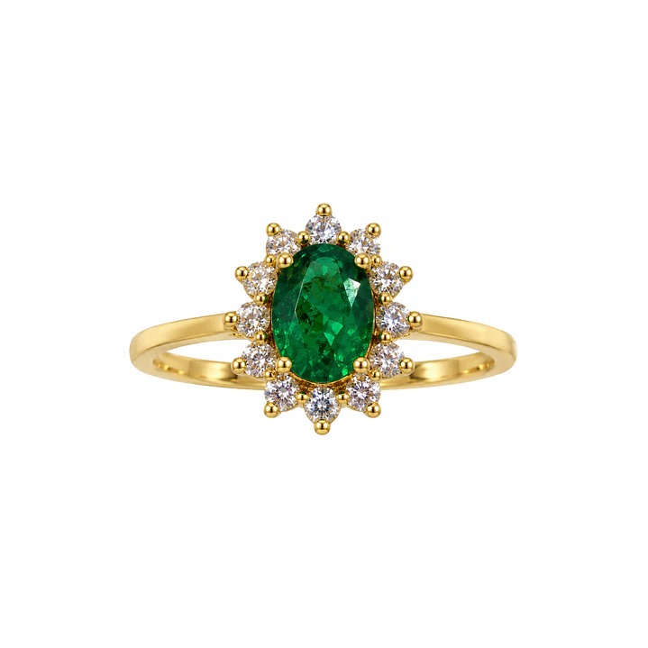Anillo Compromiso Oro Amarillo 18kt Radiante Diamantes 20 Puntos Esmeralda Central 75 Puntos 3