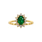 Anillo Compromiso Oro Amarillo 18kt Radiante Diamantes 20 Puntos Esmeralda Central 75 Puntos - Miniatura 3