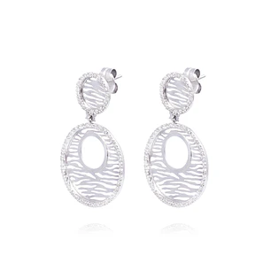 Aros Oro Blanco 18kt Disco Atigrado Diamantes 1,38 Quilates