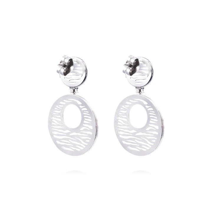 Aros Oro Blanco 18kt Disco Atigrado Diamantes 1,38 Quilates 3