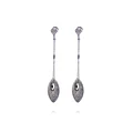 Aros Oro Blanco 18kt Ojivas Colgadas Diamantes 1,56 Quilates