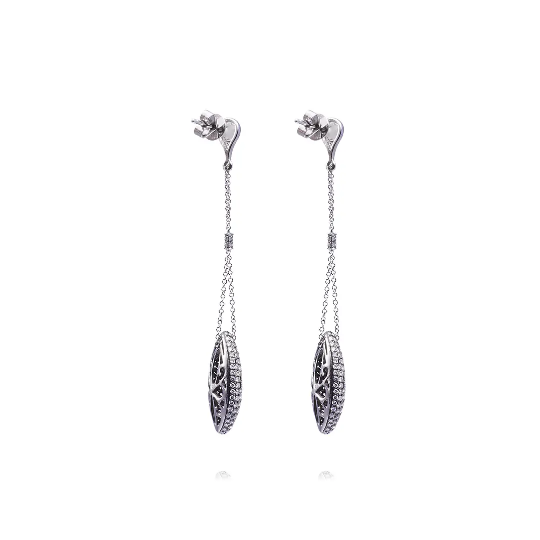 Aros Oro Blanco 18kt Ojivas Colgadas Diamantes 1,56 Quilates 3