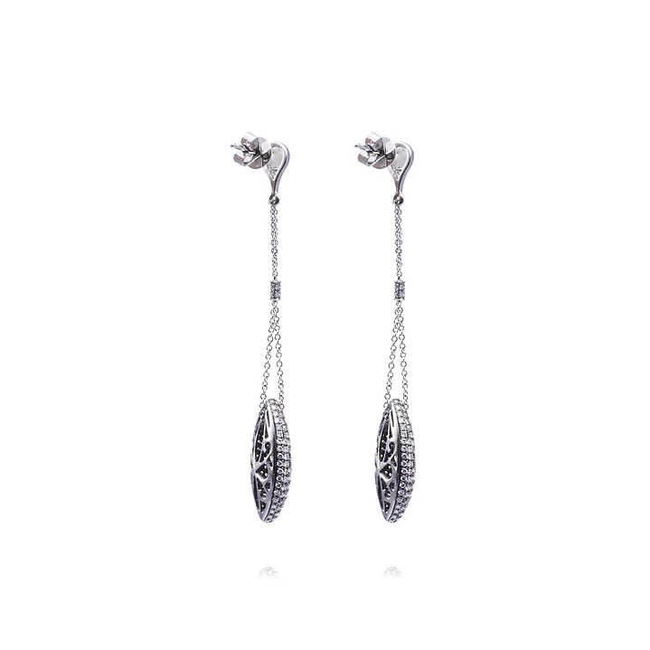Aros Oro Blanco 18kt Ojivas Colgadas Diamantes 1,56 Quilates 3