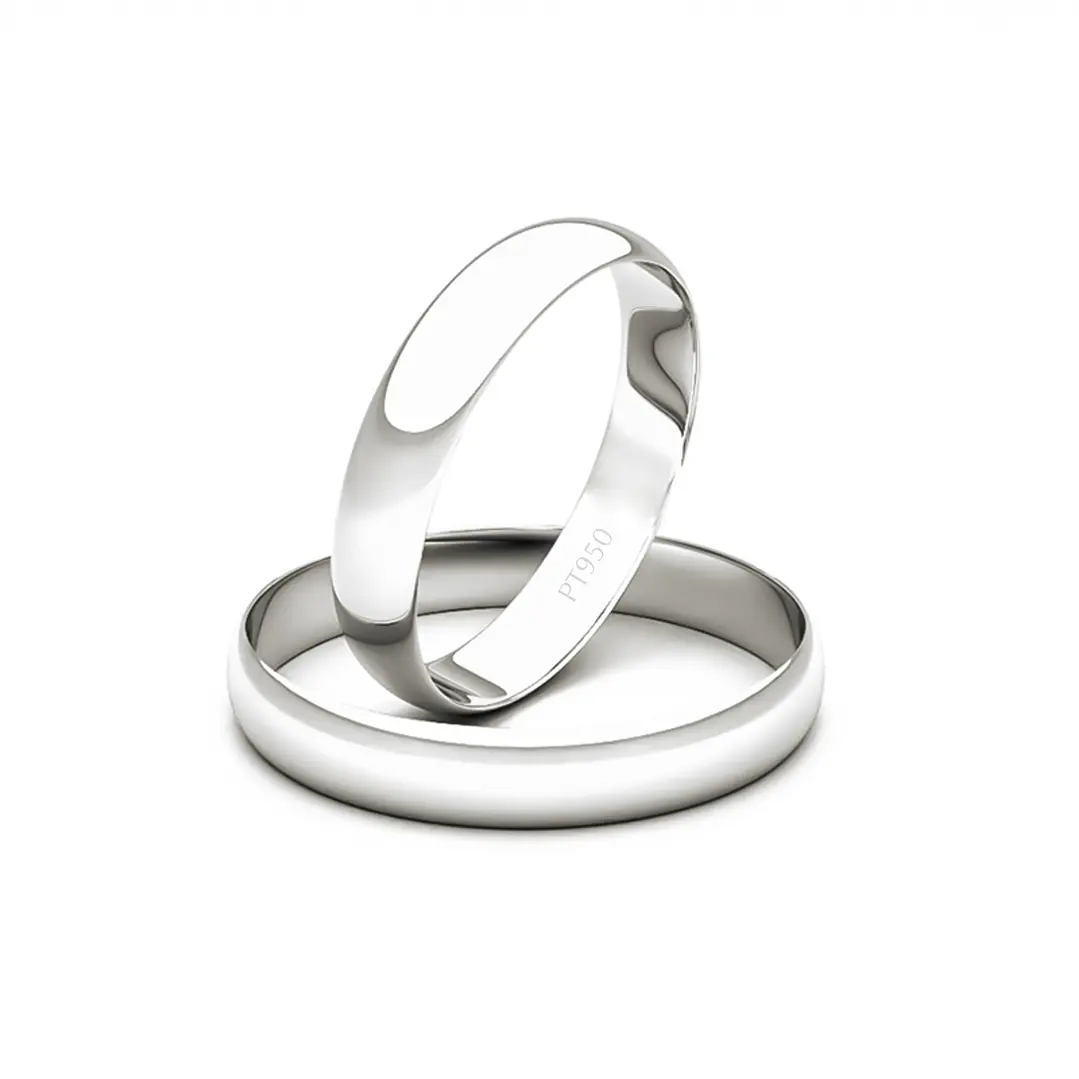 Par de Argollas de Platino 950 Modelo Ingles de 3,0mm Platino 1