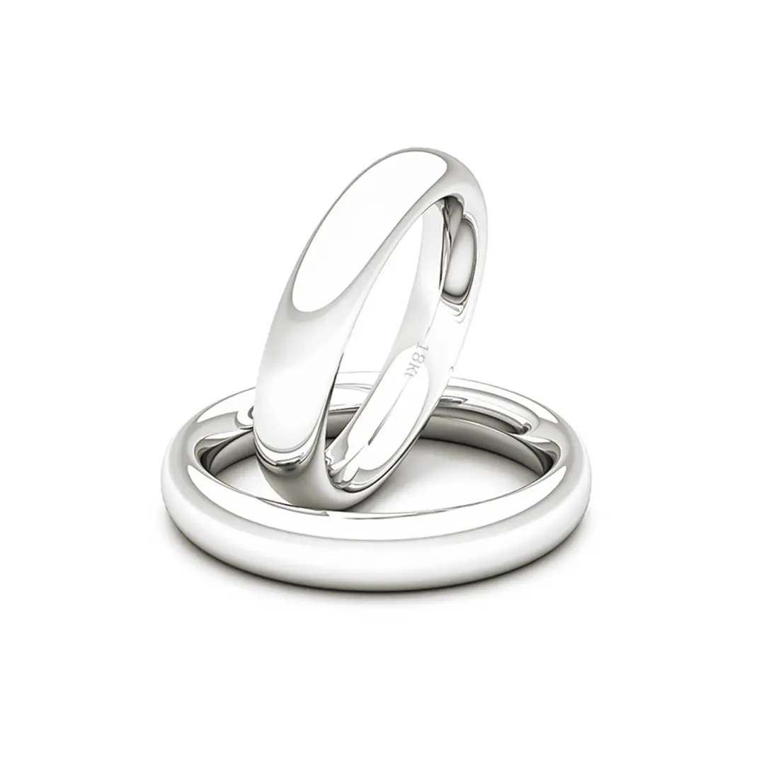 Par de Argollas de Oro 18kt Modelo Ingles Ergofit de 3,5mm Oro Blanco 1