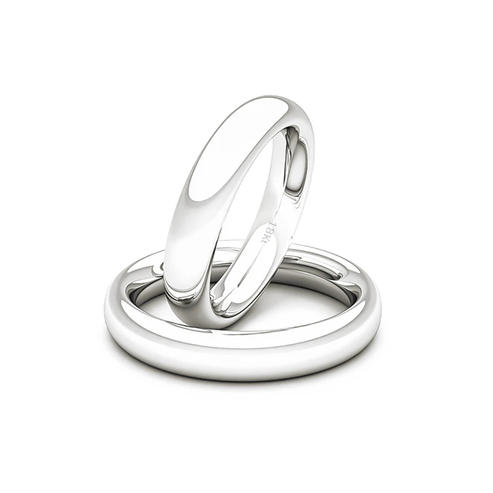 Par de Argollas de Oro 18kt Modelo Ingles Ergofit de 3,5mm Oro Blanco 1
