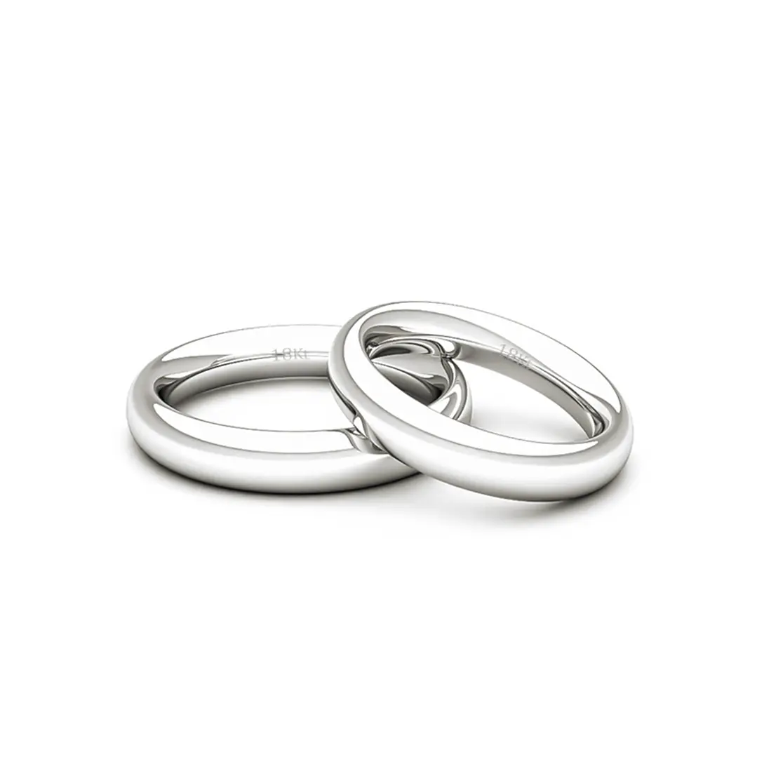 Par de Argollas de Oro 18kt Modelo Ingles Ergofit de 3,5mm Oro Blanco 2
