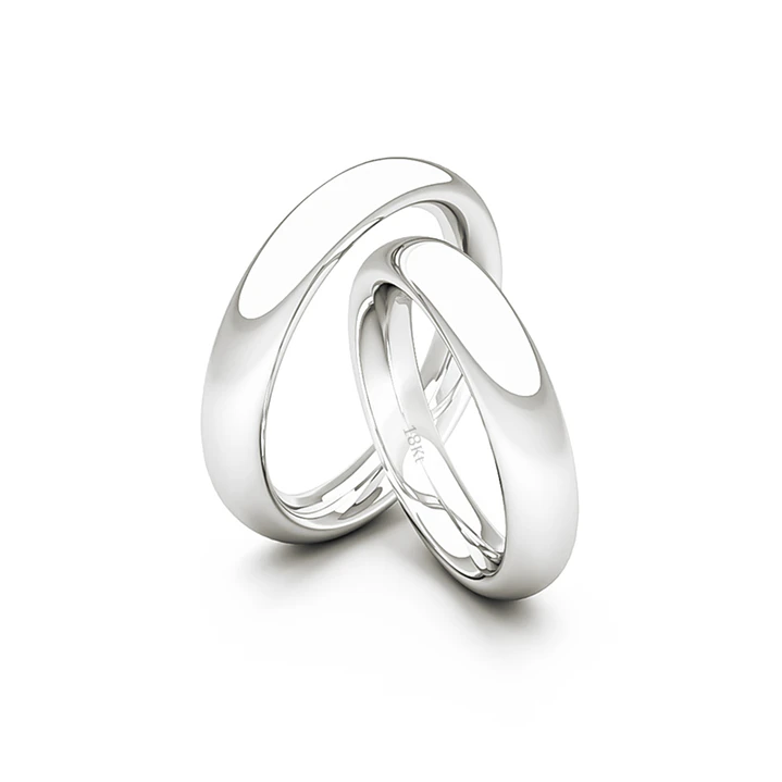 Par de Argollas de Oro 18kt Modelo Ingles Ergofit de 3,5mm Oro Blanco 3