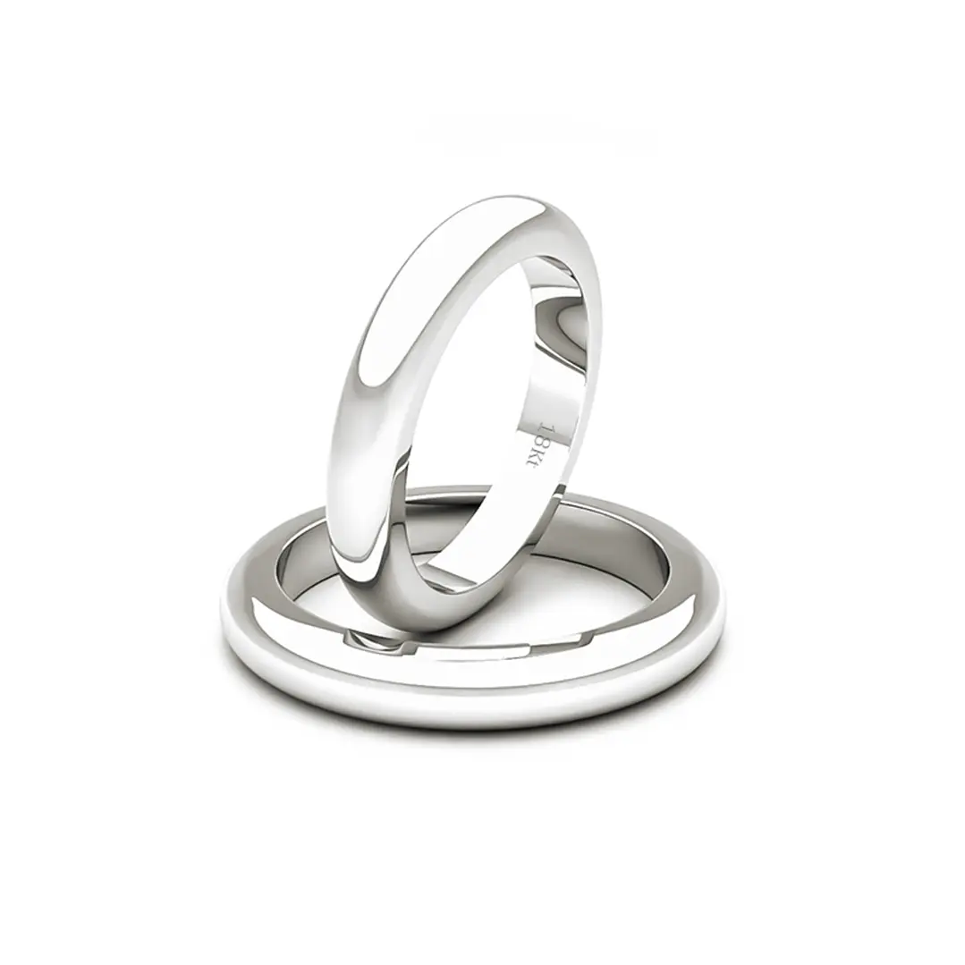 Par de Argollas de Oro 18kt Modelo Ingles 3,0mm Oro Blanco 1