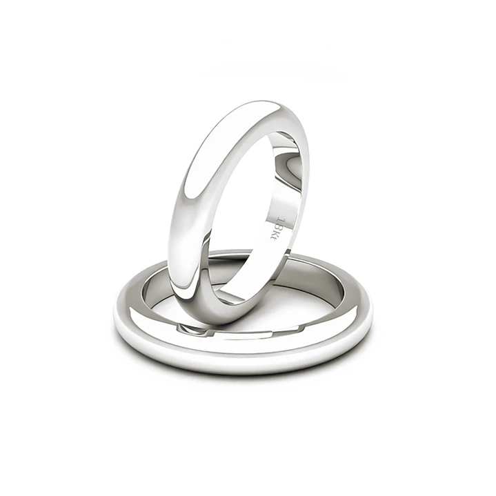 Par de Argollas de Oro 18kt Modelo Ingles 3,0mm Oro Blanco 1