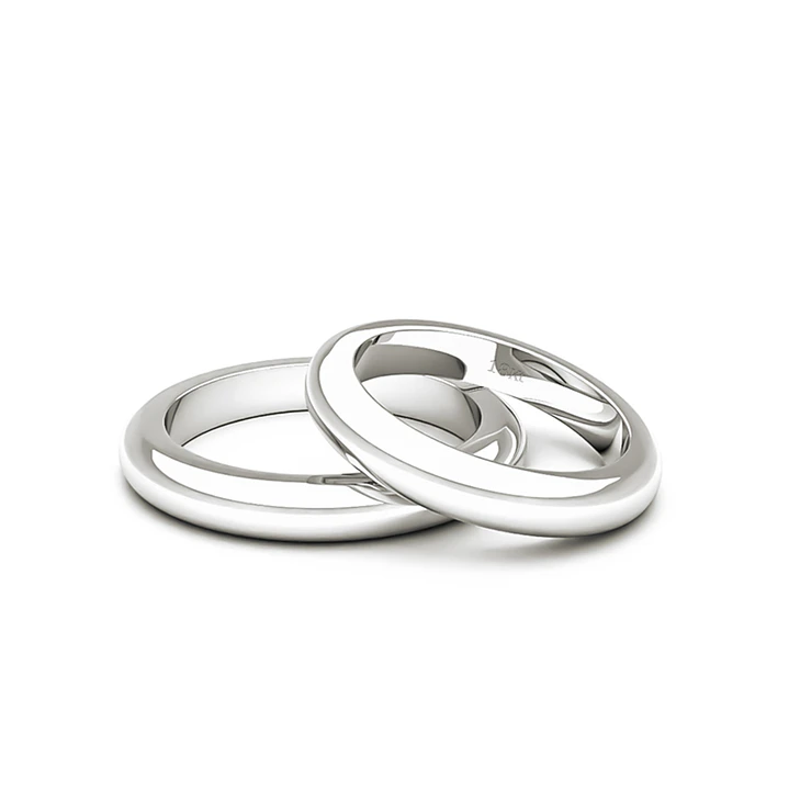 Par de Argollas de Oro 18kt Modelo Ingles 3,0mm Oro Blanco 2