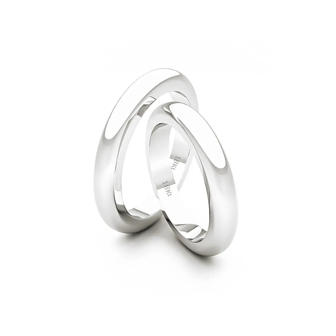 Par de Argollas de Oro 18kt Modelo Ingles 3,0mm Oro Blanco 3