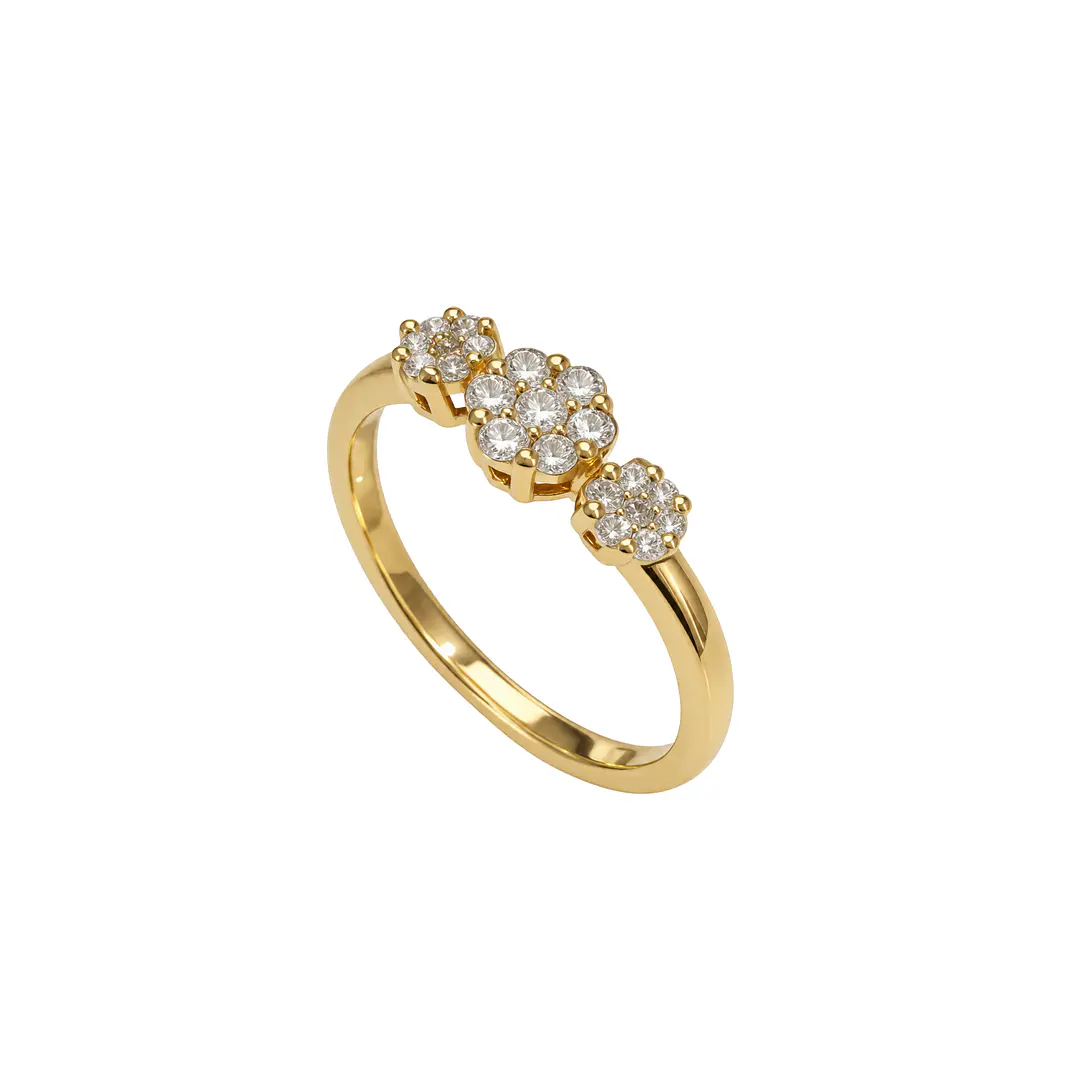Anillo Oro Amarillo 18kt Diamantes 37 Pts Trilogía Radiante 2