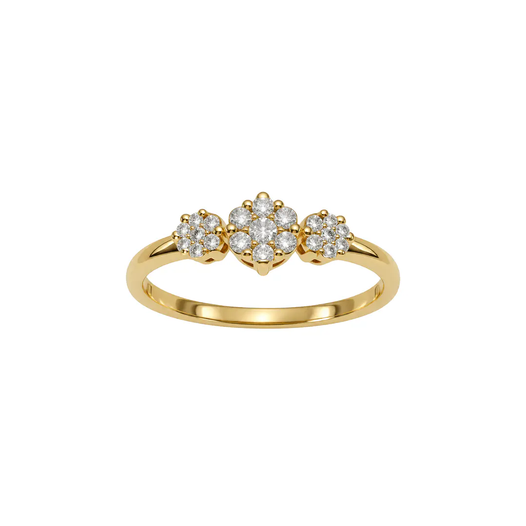 Anillo Oro Amarillo 18kt Diamantes 37 Pts Trilogía Radiante 3
