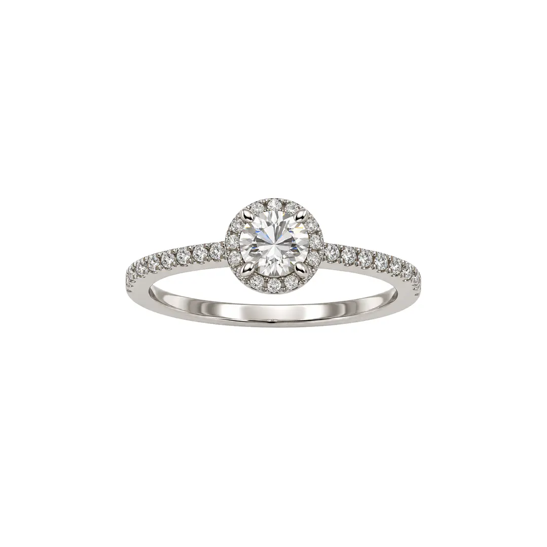 Anillo Compromiso Oro Blanco 18kt Diamante Semi Riel 35 Puntos Solitario Central 22 Puntos 3