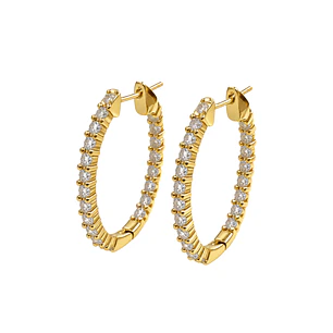 Aros Oro Amarillo 18kt Diamantes Argollas 1,59 Qts