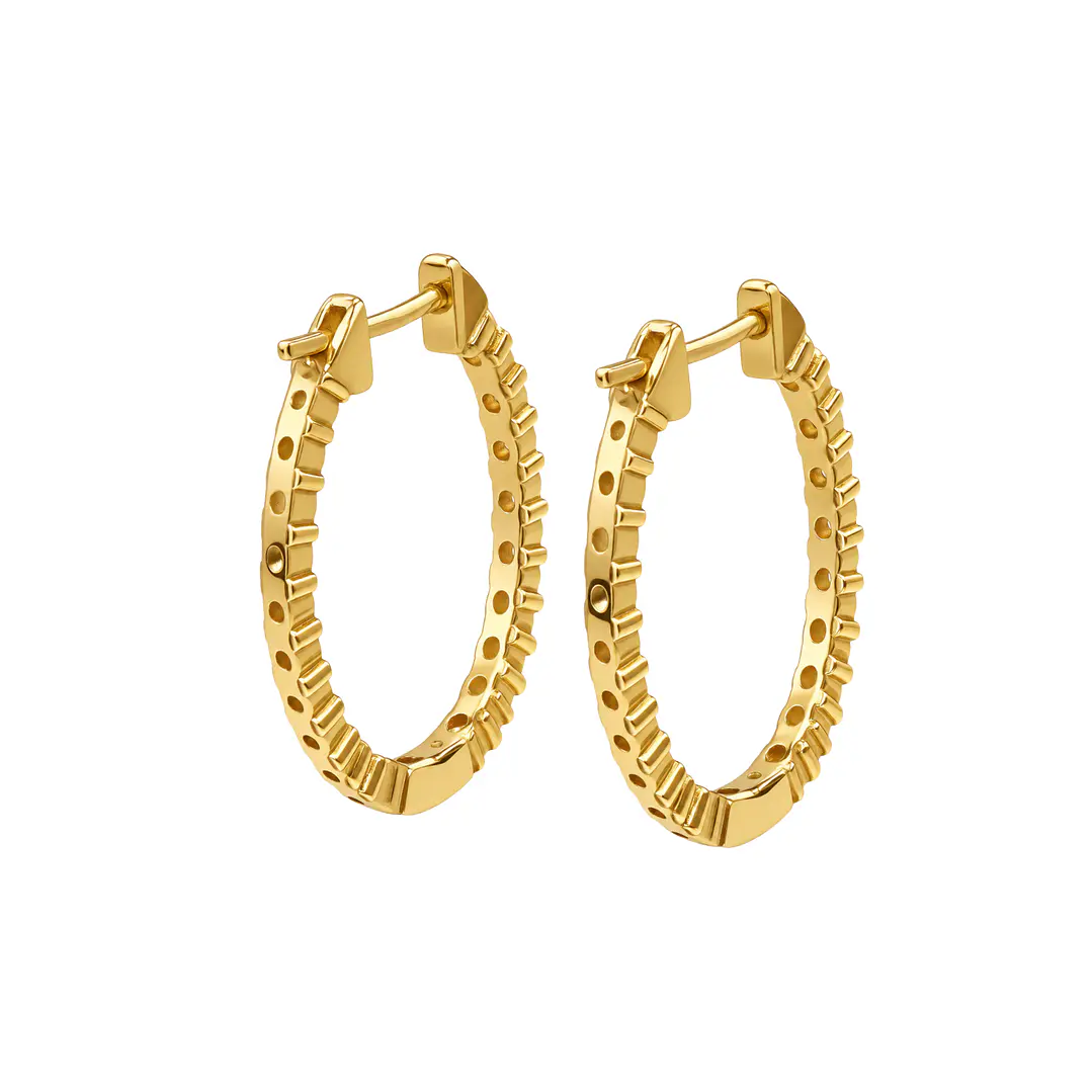 Aros Oro Amarillo 18kt Diamantes Argollas 1,59 Qts 3
