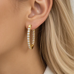 Aros Oro Amarillo 18kt Diamantes Argollas 1,59 Qts