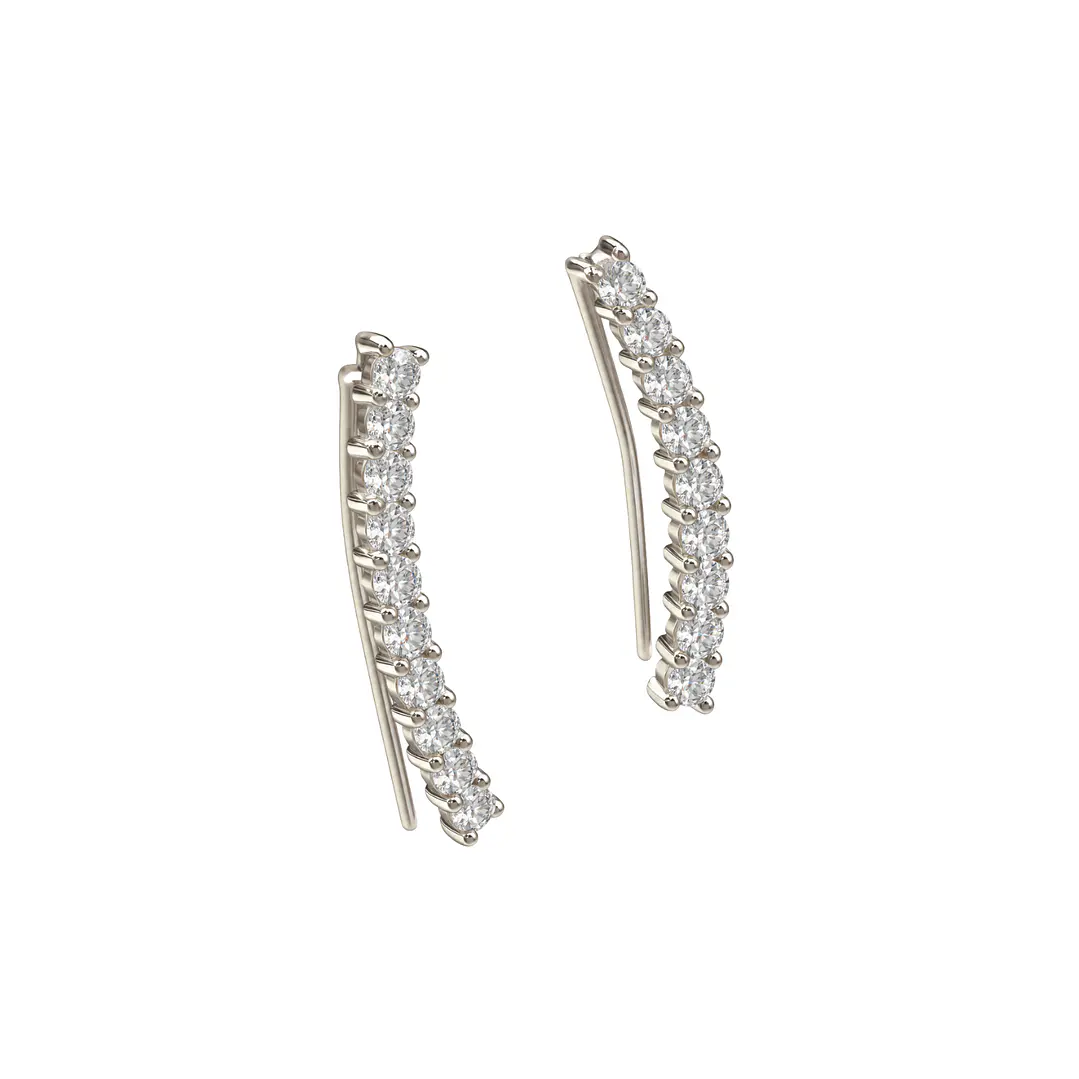 Aros Oro Blanco 18kt Espiga Diamantes 41 Puntos 2