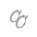 Aros Oro Blanco 18kt Argollas 16MM Cintillo Diamante 67 Puntos