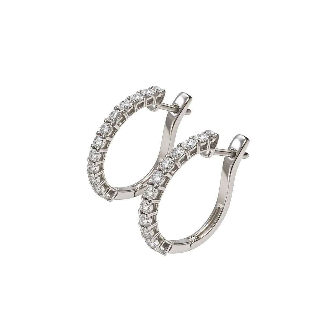 Aros Oro Blanco 18kt Argollas 16MM Cintillo Diamante 67 Puntos 1