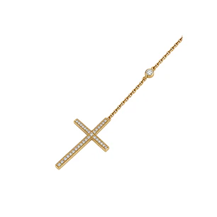 Collar Oro Amarillo 18kt Diamantes 93 Pts Cruz