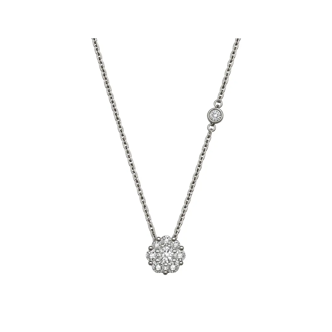 Collar Oro Blanco 18kt Diamantes 34Pts Total 2