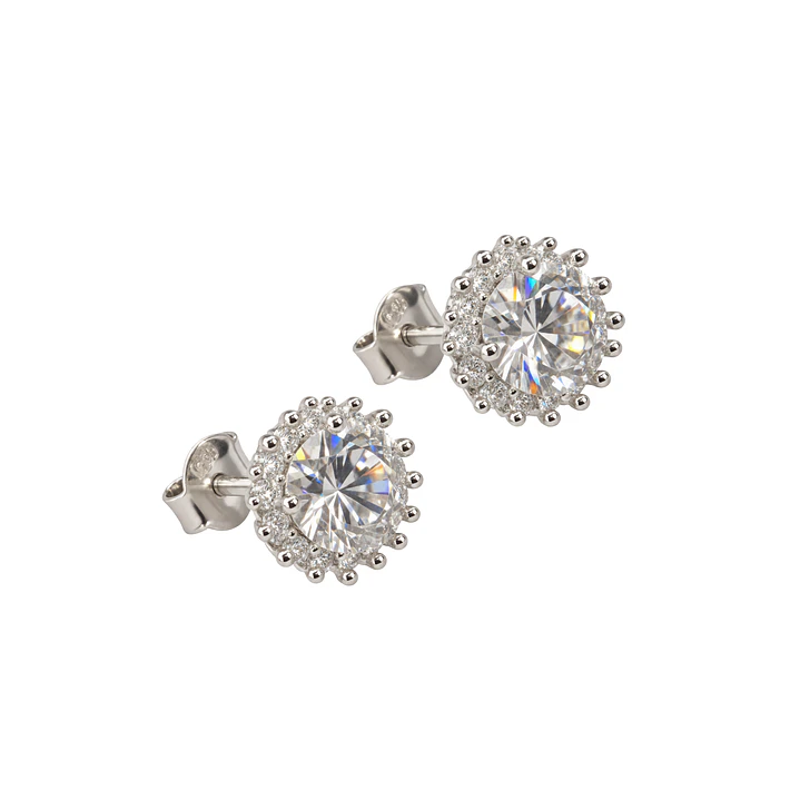 Aros de Plata Esterlina 925 Circón en Sol Botón 2